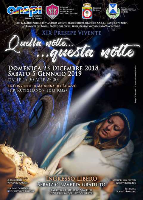 Rutigliano, nell'ex convento il presepe vivente ''Quella nottequesta notte''